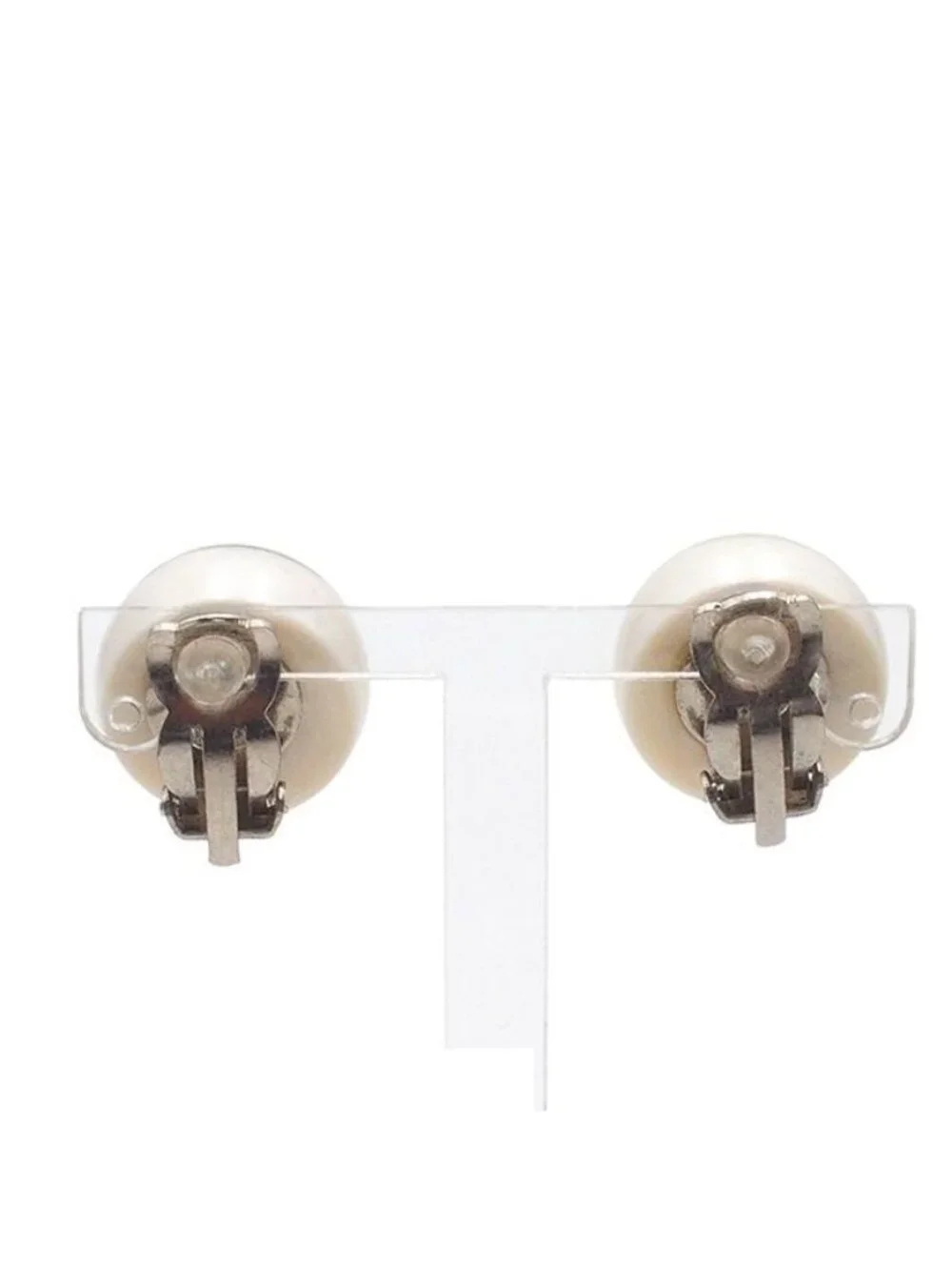Chanel Round White Plastic CC Logo Costume Earrings